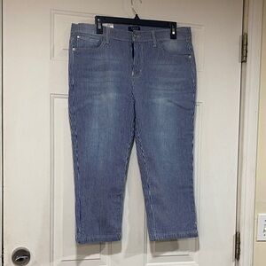 Women's Blue Striped Cropped Jeans